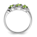 Sterling Silver Rhodium 3 Stone Peridot & Diamond Ring - QD-E2466E2C-3119