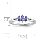 Sterling Silver Rhodium 3 Stone Tanzanite Ring - QR-086A36BD-8011