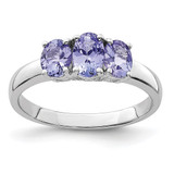 Sterling Silver Rhodium 3-Stone Tanzanite Ring - QR-08830364-5822