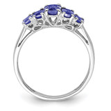 Sterling Silver Rhodium 5-Stone Oval Tanzanite Ring - QR-02774FAE-7784