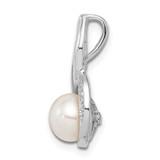 Sterling Silver Rhodium 6mm FW Cultured Pearl & Diamond Chain Slide - QD-901BFE51-1662