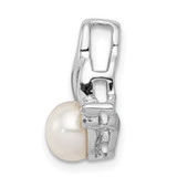 Sterling Silver Rhodium 6mm FW Cultured Pearl & Diamond Chain Slide - QD-B23C2A3D-9214