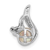 Sterling Silver Rhodium 6mm FW Cultured Pearl & Diamond Chain Slide - QD-B23C2A3D-9214