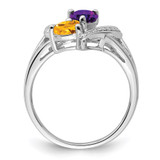 Sterling Silver Rhodium Amethyst & Citrine Diam. Ring - QR-46BCDA49-3560