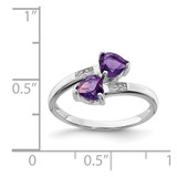 Sterling Silver Rhodium Amethyst & Diamond Heart Ring - QD-346786FC-7257