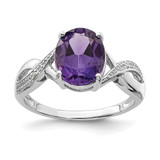 Sterling Silver Rhodium Amethyst & Diamond Ring - QD-C7EBD83F-9445