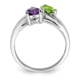 Sterling Silver Rhodium Amethyst & Peridot Diam. Ring - QR-1CF21283-7037