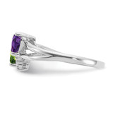 Sterling Silver Rhodium Amethyst & Peridot Diam. Ring - QR-1CF21283-7037