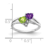 Sterling Silver Rhodium Amethyst & Peridot Diam. Ring - QR-F37E8161-8294