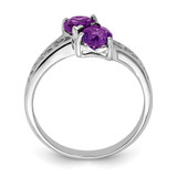 Sterling Silver Rhodium Amethyst Heart Ring - QD-9478EF22-8190