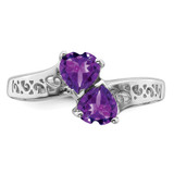 Sterling Silver Rhodium Amethyst Heart Ring - QD-9478EF22-8190