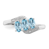 Sterling Silver Rhodium Aqua & Diamond Ring - QD-94760EAF-4980