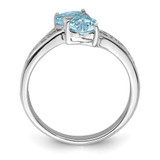 Sterling Silver Rhodium Aqua Heart Ring - QD-2F315F71-1455