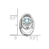 Sterling Silver Rhodium Aquamarine Birthstone Vibrant Chain Slide