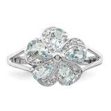 Sterling Silver Rhodium Aquamarine Diamond Ring - QD-B0128F4F-7995