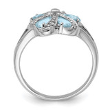 Sterling Silver Rhodium Aquamarine Diamond Ring - QD-D1E1A0D7-5720