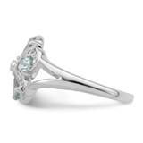 Sterling Silver Rhodium Aquamarine Diamond Ring - QD-E4EFECFE-9868