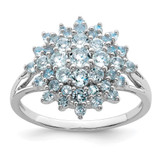 Sterling Silver Rhodium Aquamarine Ring - QR-822AFBBE-5262