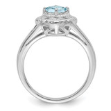 Sterling Silver Rhodium Aquamarine Square Ring - QR-ED00FED0-7727