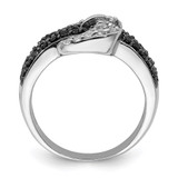 Sterling Silver Rhodium Black and Clear CZ Buckle Ring - QR-79E9FC88-6392