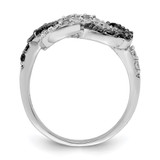 Sterling Silver Rhodium Black and Clear CZ Love Knot Ring - QR-880305FA-7429