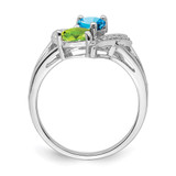 Sterling Silver Rhodium Blue Topaz Peridot Diam. Ring - QR-E781B16B-5083