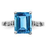 Sterling Silver Rhodium Blue Topaz Ring - QR-1A5F5E18-8606