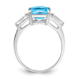Sterling Silver Rhodium Blue Topaz Ring - QR-50D9D416-9381