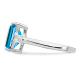 Sterling Silver Rhodium Blue Topaz Ring - QR-50D9D416-9381