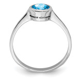 Sterling Silver Rhodium Blue Topaz Ring - QR-A1FA8F07-6952