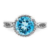Sterling Silver Rhodium Blue Topaz Twisted Circle Ring - QR-40E47997-9966