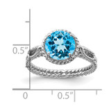 Sterling Silver Rhodium Blue Topaz Twisted Circle Ring - QR-E9DD7824-5264