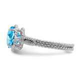 Sterling Silver Rhodium Blue Topaz Twisted Circle Ring - QR-E9DD7824-5264