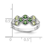 Sterling Silver Rhodium Chrome Diopside Peridot and White Topaz Ring - QR-6962CEBE-4848