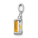 Sterling Silver Rhodium Citrine & Diamond Pendant - QD-31B97F4B-5555