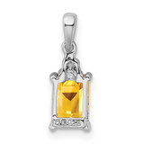 Sterling Silver Rhodium Citrine & Diamond Pendant - QD-31B97F4B-5555