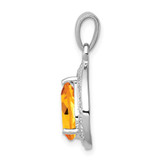 Sterling Silver Rhodium Citrine & Diamond Pendant - QD-4B0CC769-3084
