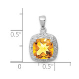 Sterling Silver Rhodium Citrine & Diamond Pendant - QD-68D4BD4C-7775