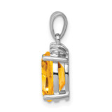 Sterling Silver Rhodium Citrine & Diamond Pendant - QD-E376036B-7416