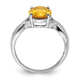 Sterling Silver Rhodium Citrine & Diamond Ring - QD-9CD53284-1887