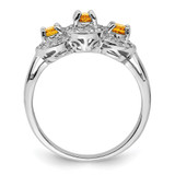 Sterling Silver Rhodium Citrine & Diamond Ring - QD-CB6C558D-8610