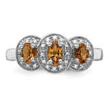 Sterling Silver Rhodium Citrine & Diamond Ring - QD-CB6C558D-8610