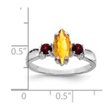 Sterling Silver Rhodium Citrine & Garnet Ring - QR-C30010DE-4519