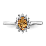 Sterling Silver Rhodium Citrine Diamond Ring - QD-37299362-1333
