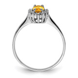Sterling Silver Rhodium Citrine Diamond Ring - QD-C26429DE-4360