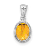 Sterling Silver Rhodium Citrine Pendant - QD-33497E46-4020