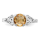 Sterling Silver Rhodium Citrine ring - QR-D775AD55-6485