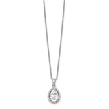 Sterling Silver Rhodium Created White Topaz & CZ Necklace
