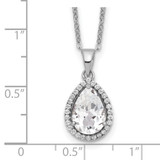 Sterling Silver Rhodium Created White Topaz & CZ Necklace