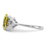 Sterling Silver Rhodium Diam. & Lemon Quartz Ring - QR-7F3A86BB-3035